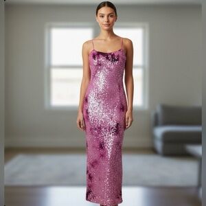 Bardot Pink Sequin Maxi Dress